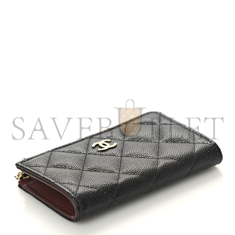 CHANEL CAVIAR QUILTED ZIPPED KEY HOLDER CASE BLACK AP0221 (11*7*2cm)